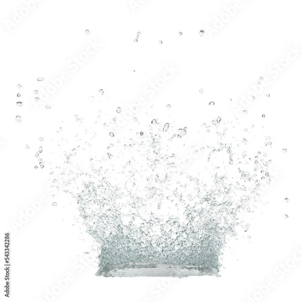 Fototapeta Water splashes with blue liquid waves with swirls and drops a realistic