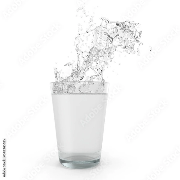 Obraz pouring water into glass transparent background