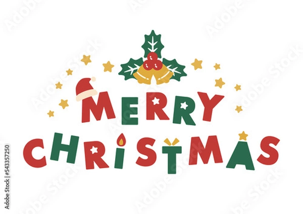 Obraz メリークリスマス　クリスマスのポップなロゴ／PNG