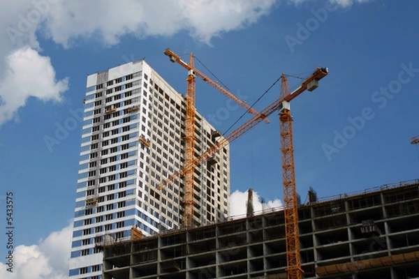 Fototapeta Construction of the big building in large city