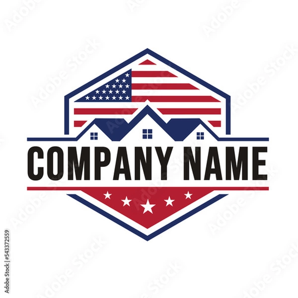 Obraz home or building with US flag
