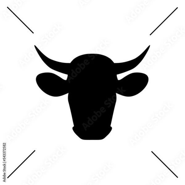 Obraz Head of a Cow. Cow head icon. Cow head silhouette. Farm animal . Vector illustration.
