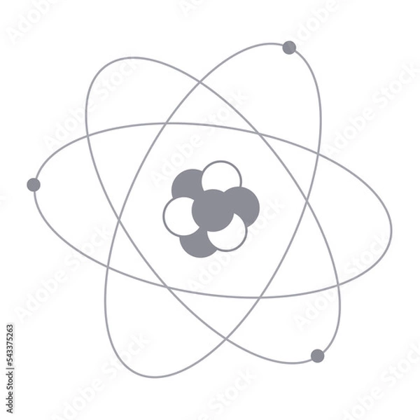 Fototapeta Atom model. Electrons rotating around the nucleus of an atom. Flat style. Vector.