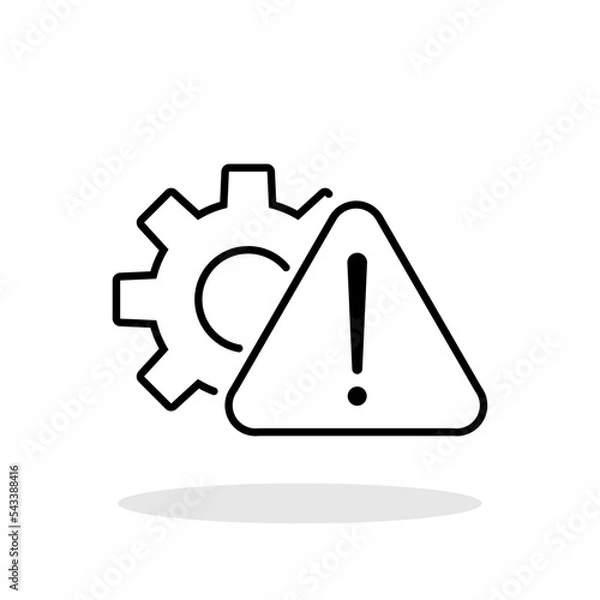 Obraz Process disruption icon in trendy flat style. Cogwheel with warning sign symbol for your web site design, logo, app, UI Vector EPS 10.