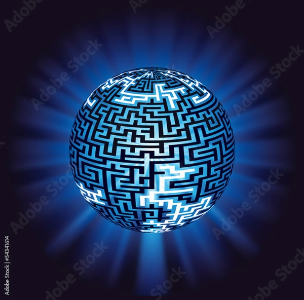 Fototapeta Prglobe labyrinth - maze with illumination