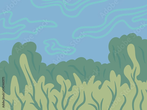 Obraz cactus in the desert sky grass aesthetic background colorfull illustration wallpaper pattern