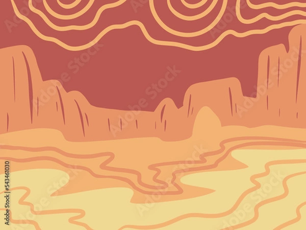 Obraz illustration of desert landscape aesthetic background colorfull wallpaper pattern