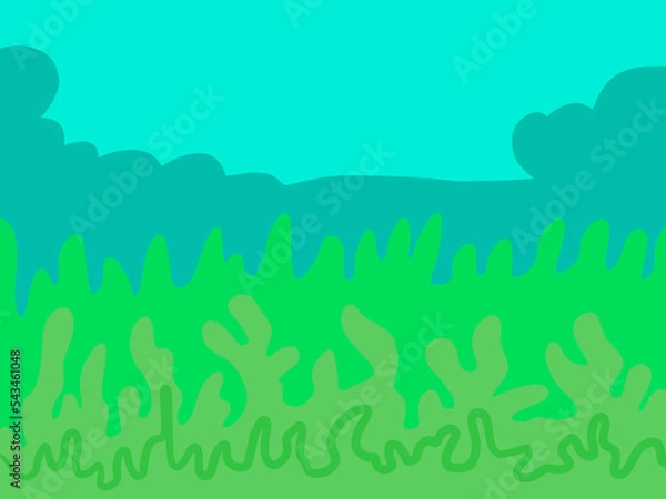 Obraz landscape with trees and clouds aesthetic background colorfull illustration wallpaper pattern