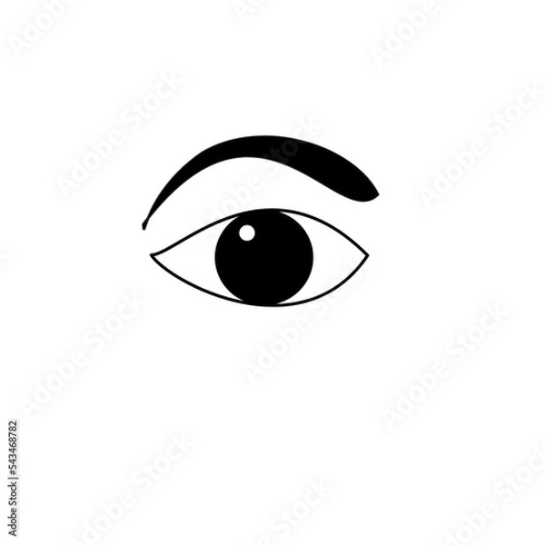 Fototapeta Human right eye icon with eyebrows on plain white background