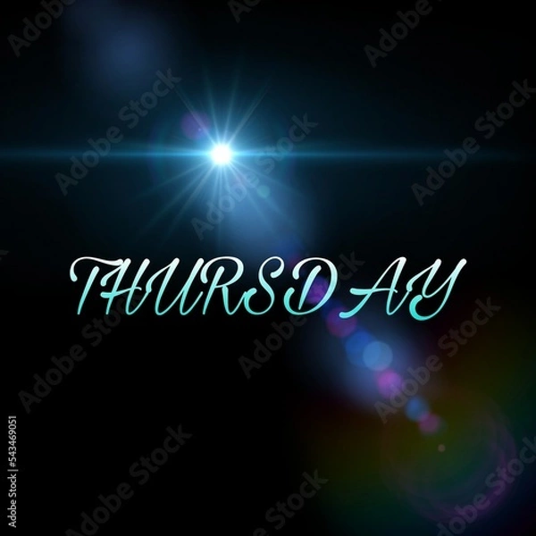 Fototapeta Thursday text with black and illuminating background