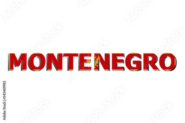 Obraz 3D Flag of Montenegro on a text background.