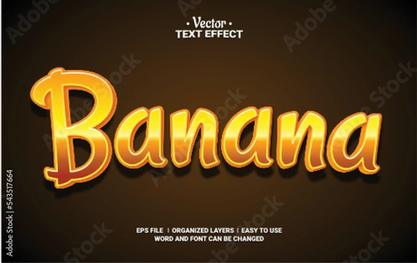 Fototapeta Banana Editable Vector Text Effect.