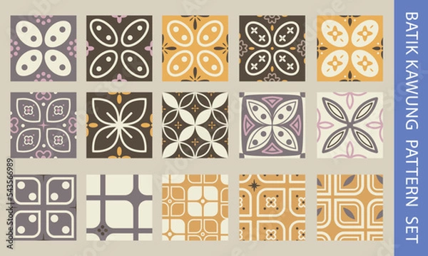 Fototapeta BATIK PATTERN SET. BATIK KAWUNG DESIGN COLLECTION