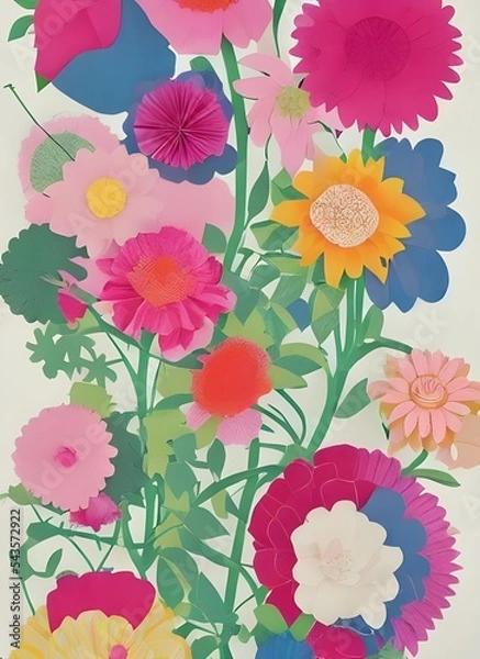 Obraz A paper flower is a craft made out of paper. The design can vary, but the most common type of paper flower consists of folded or cut petals that are arranged in a circular fashion.