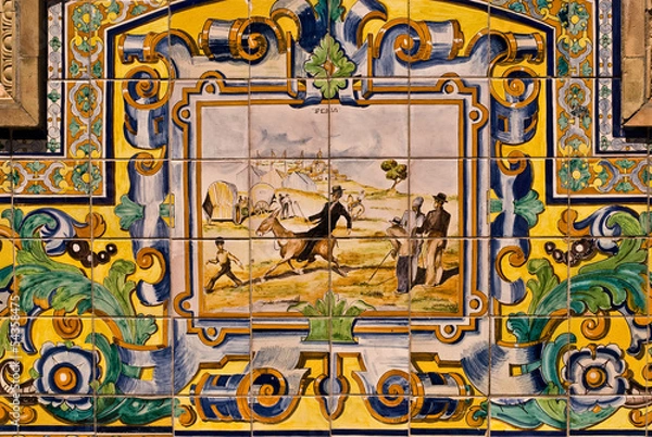 Obraz Spanish antique, polychrome ceramic tiled panel