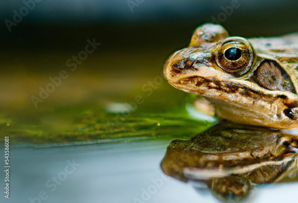 Fototapeta Frog side angle Macro Closeup in Australian Pond