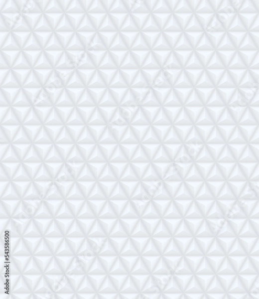 Fototapeta Seamless pattern with three dimensional triangular shapes in white. 3D geometric tile texture.