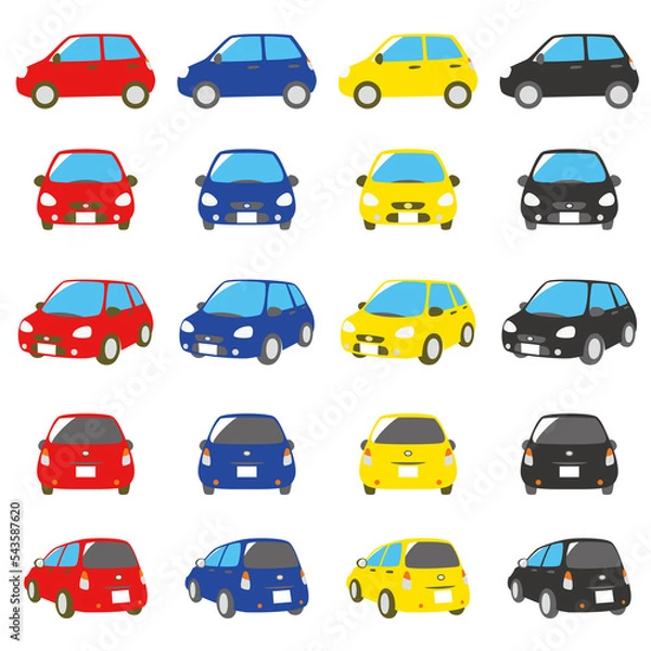 Fototapeta 自動車　赤、青、黄、黒色　セット	
