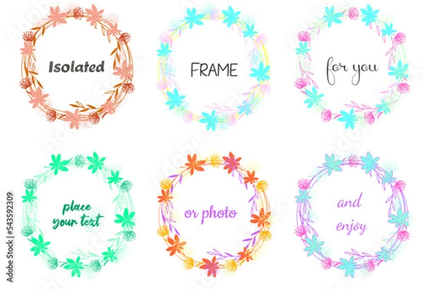 Obraz Set of isolated herbal frames 