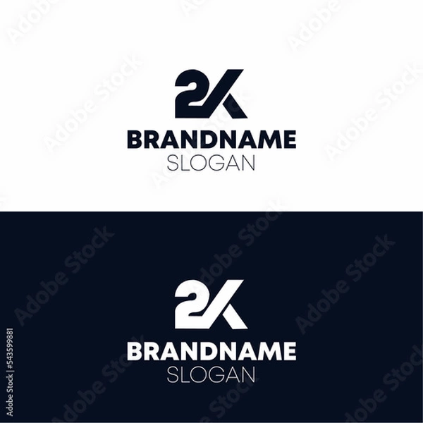 Obraz the letters 2K. vector logo monogram alphabet minimalist design
