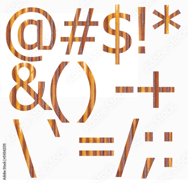 Fototapeta Set vector rusty background alphabet and symbol