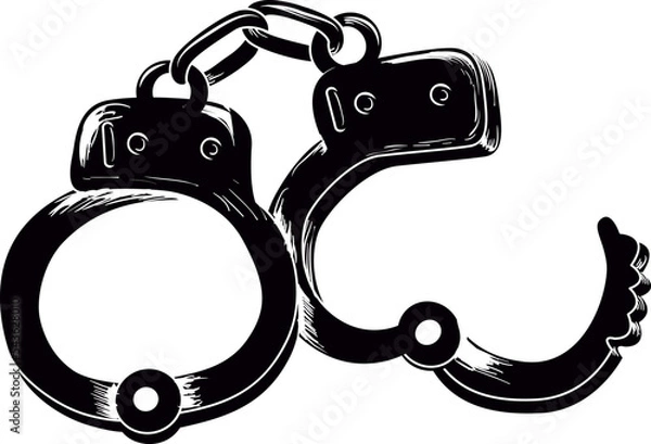 Obraz Hand Cuffs Stencil Illustration
