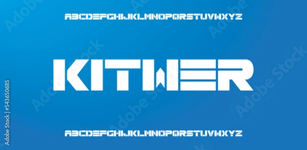 Fototapeta Tech font for logo design. fonts Vector alphabet with two set of letters.