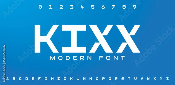Fototapeta Tech font for logo design. fonts Vector alphabet with two set of letters.
