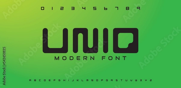 Fototapeta Modern minimal font for personal and professional use. Alphabets and fonts for tech, sports and games. Creative letter.