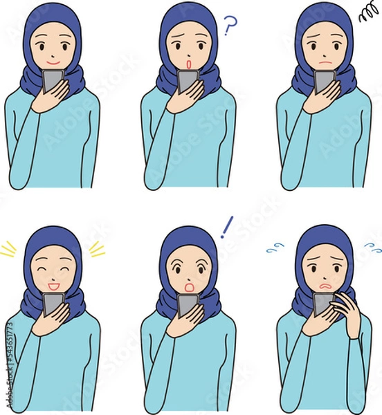 Obraz ヒジャブを付けた女性のイラスト