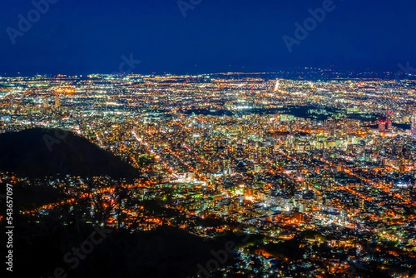 Fototapeta 藻岩山の山頂展望台から見た、札幌市の夜景