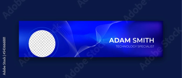 Fototapeta Modern technology LinkedIn cover or banner design of liquid mesh vibrant and soft pastel gradient smooth blue color background