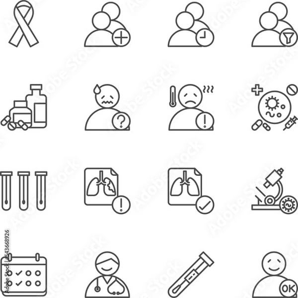 Obraz Vector Line icon for Guidelines screening TB patients in HIV-infected people