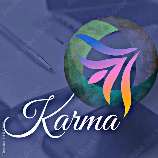 Fototapeta Karma text written on purple background