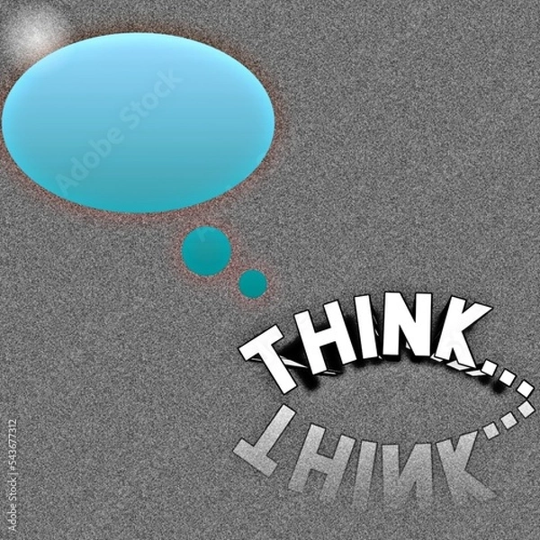 Fototapeta Illustration of think white text written on grey and skyblue background