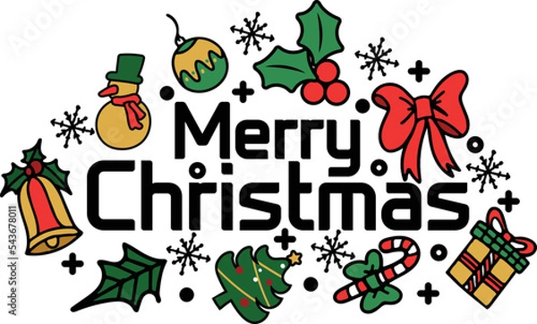 Fototapeta Merry Christmas background with Christmas element. Vector illustration