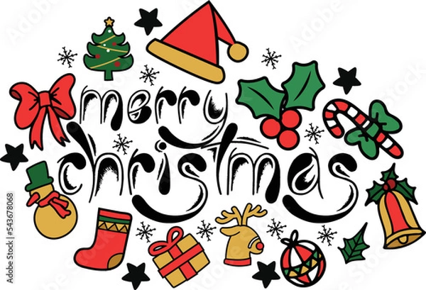 Fototapeta Greeting card concept with the words Merry Christmas