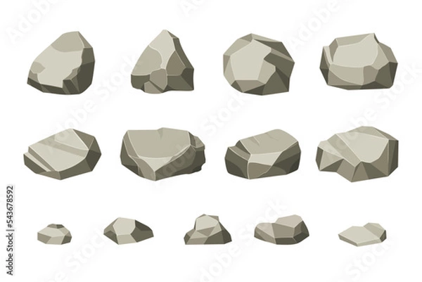 Obraz Rock and stones set. Different shape boulder collection. vector illustration