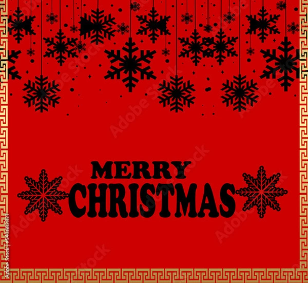Obraz christmas greeting card marry celebrate  with winter white snow season with red xmas wallpaper and background to enjoy decorated this beautiful event and festival in graphic illustration .

