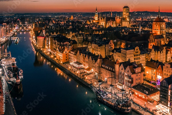 Obraz gdansk city at sunset