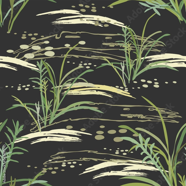 Obraz Abstract seamless pattern with leaves. Trendy hand drawn textures.