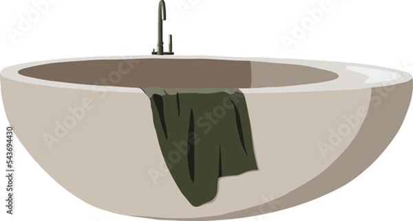 Obraz Vector bathtub with green towel