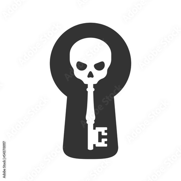 Fototapeta Old antique key with a skull in a keyhole