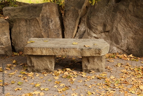 Fototapeta Stone Park Bench
