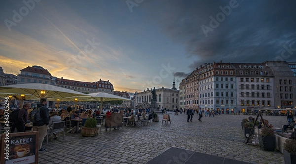 Obraz Germany, Dresden, square, dusk, evening, sunset, Cloud