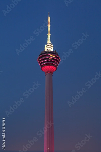 Fototapeta KL tower at night, Kuala Lumpur, Malaysia