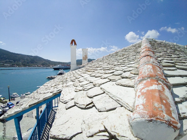 Fototapeta chimney on the roof of a house
