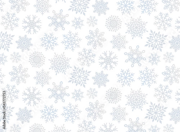 Fototapeta 色々な形の雪の結晶のシームレスなパターン背景イラスト