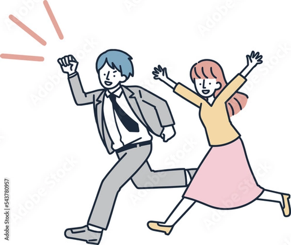 Obraz 走る男女　ビジネス　シンプルイラスト
