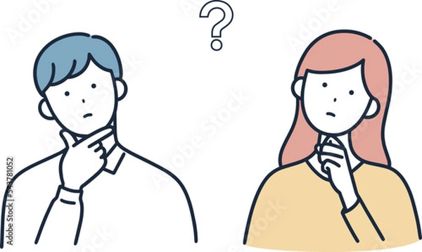 Obraz 疑問　はてな　男女　イラスト